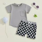 Pocket T-shirt & Checkered Shorts