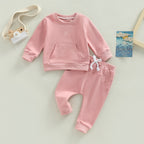 Solid Color Pocket Sweater with Pants