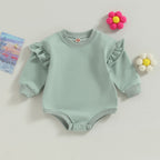 Solid Ruffle Long Sleeve Onesie