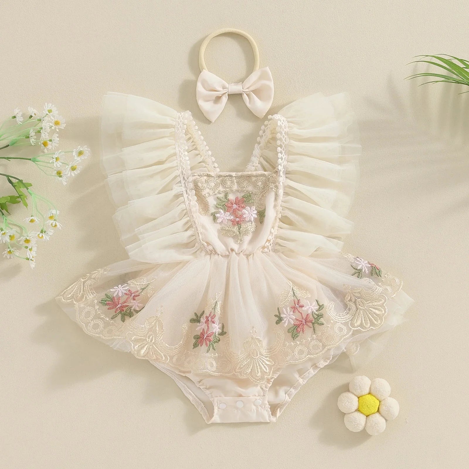 Floral Lace Arabella Romper & Headband