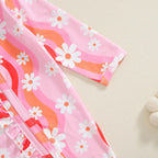 Wavy Flowers Ruffled Footie Onesie & Bow