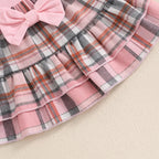 Ruffle Sleeve Plaid Skirt Outfit & Headband
