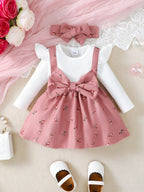 Baby Girl Floral Suspender Dress & Headband Set