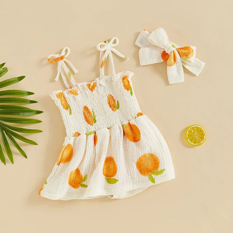 Summer Peach Tree Dress & Bow