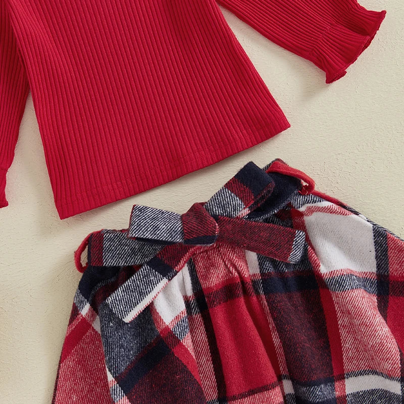Ribbed Tamara Top & Plaid Skirt
