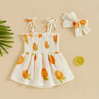Summer Peach Tree Dress & Bow