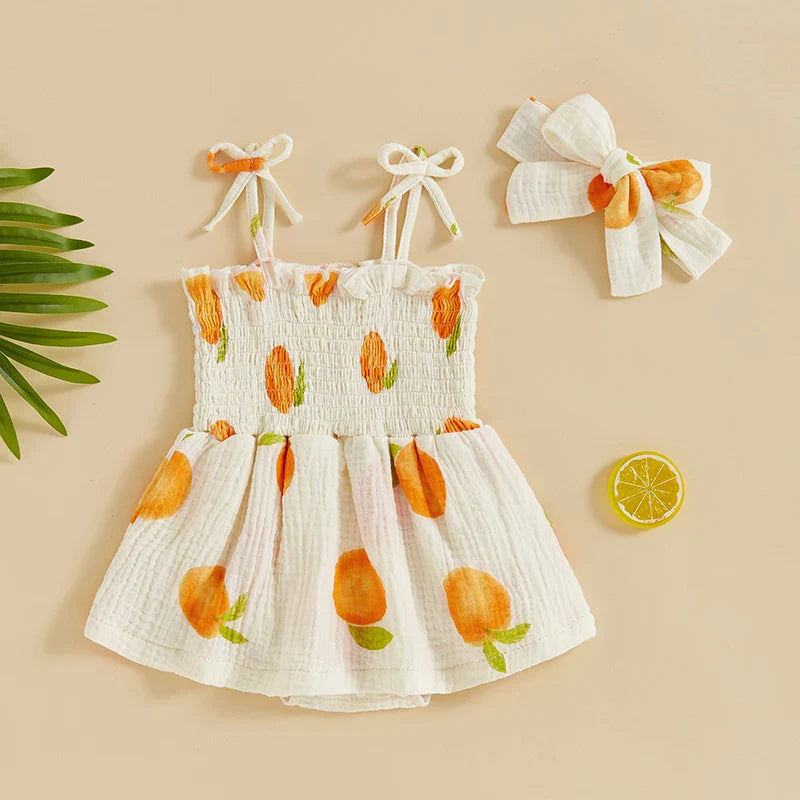 Summer Peach Tree Dress & Bow