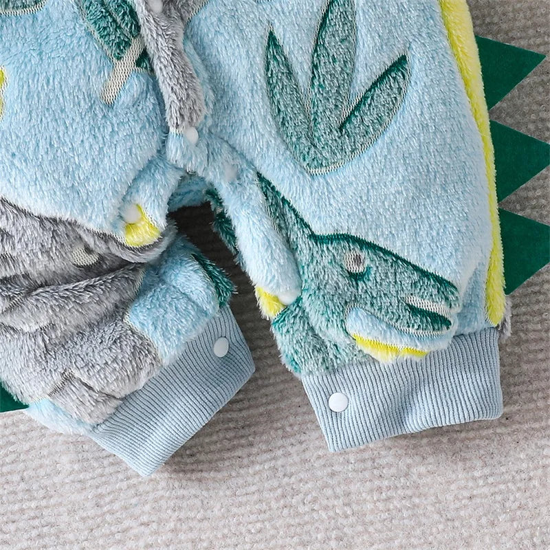 Plush Hooded Dinosaur Romper