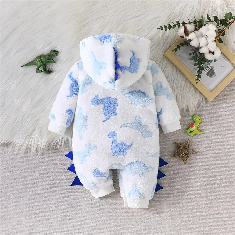 Plush Hooded Dinosaur Romper