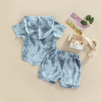 Hooded Pocket Tie Dye T-Shirt & Shorts