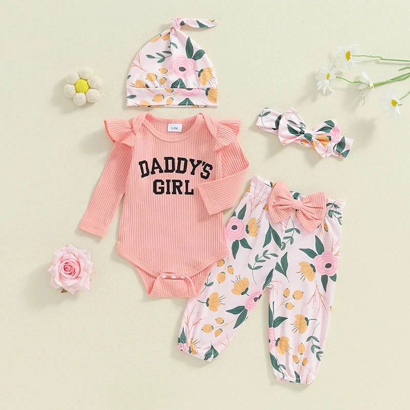 Floral Daddy's Girl Outfit with Hat & Headband