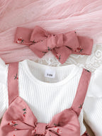 Baby Girl Floral Suspender Dress & Headband Set