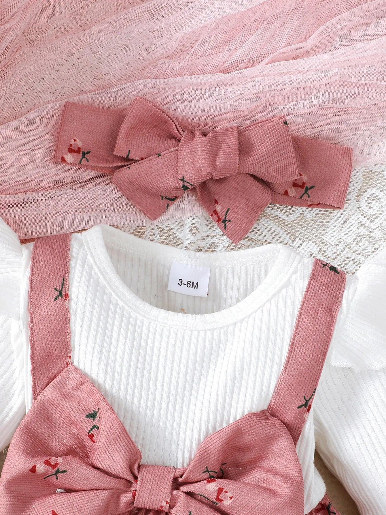 Baby Girl Floral Suspender Dress & Headband Set