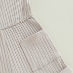 Ribbed Pocket Shoulder Tie Romper