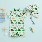 Short Sleeve Animal Life Swimsuit & Hat
