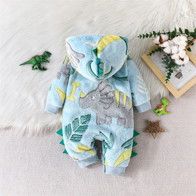 Plush Hooded Dinosaur Romper