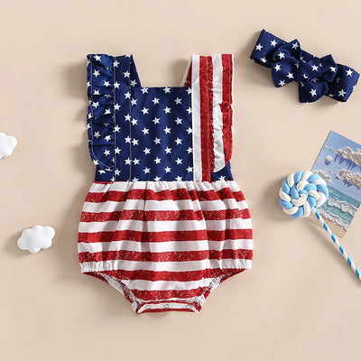 Little Star USA Ruffle Romper & Headband Set
