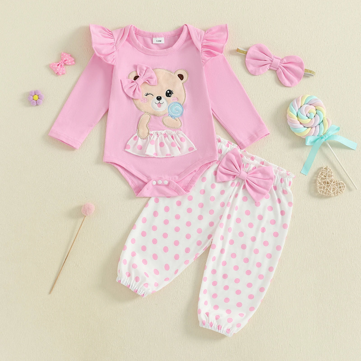 Beary Cute Polkadot Outfit & Headband