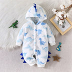Plush Hooded Dinosaur Romper