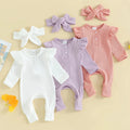 Ruffled Ribbed Solid Onesie & Bow