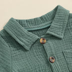 Solid Collared Button Romper