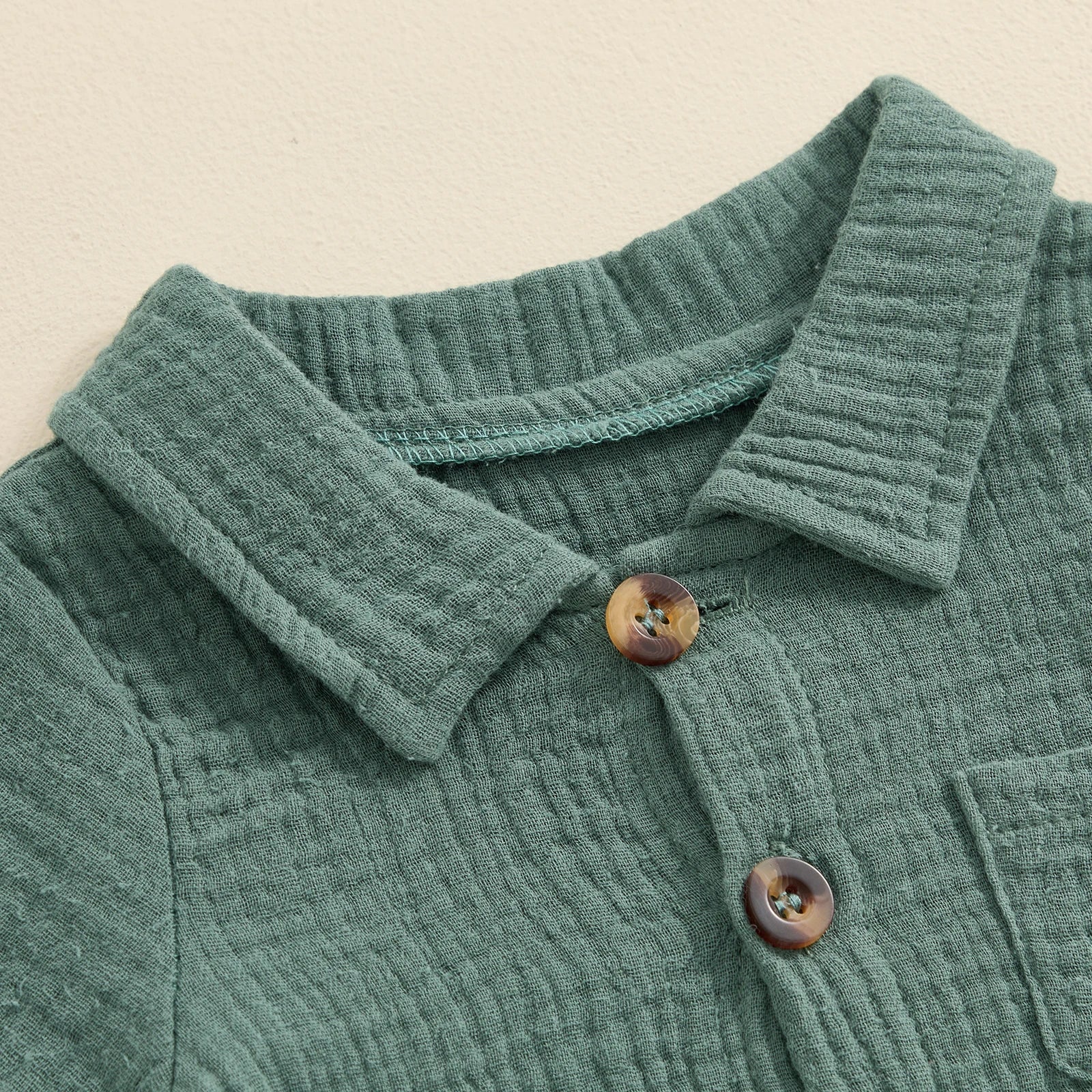 Solid Collared Button Romper