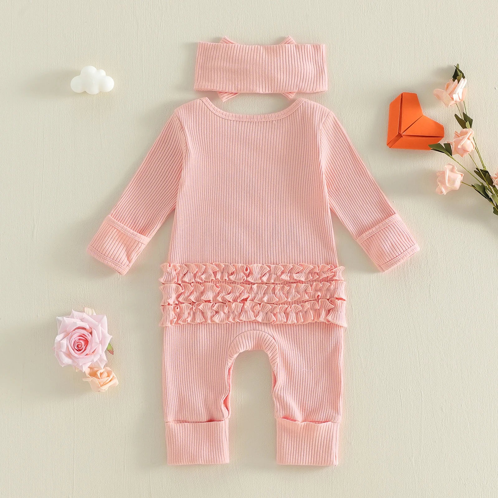 "I Love My Mom" Baby Girl Romper & Headband Set