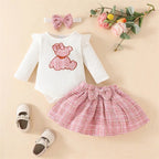 Plaid Teddy Bear Skirt Outfit