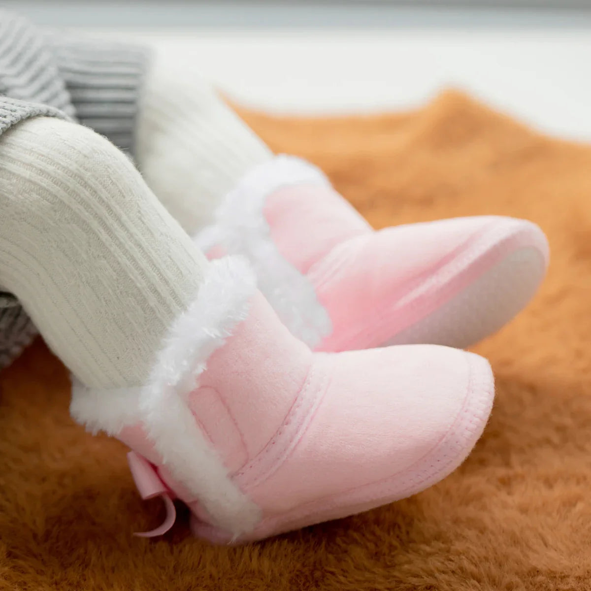 Back Bow Plush Boots