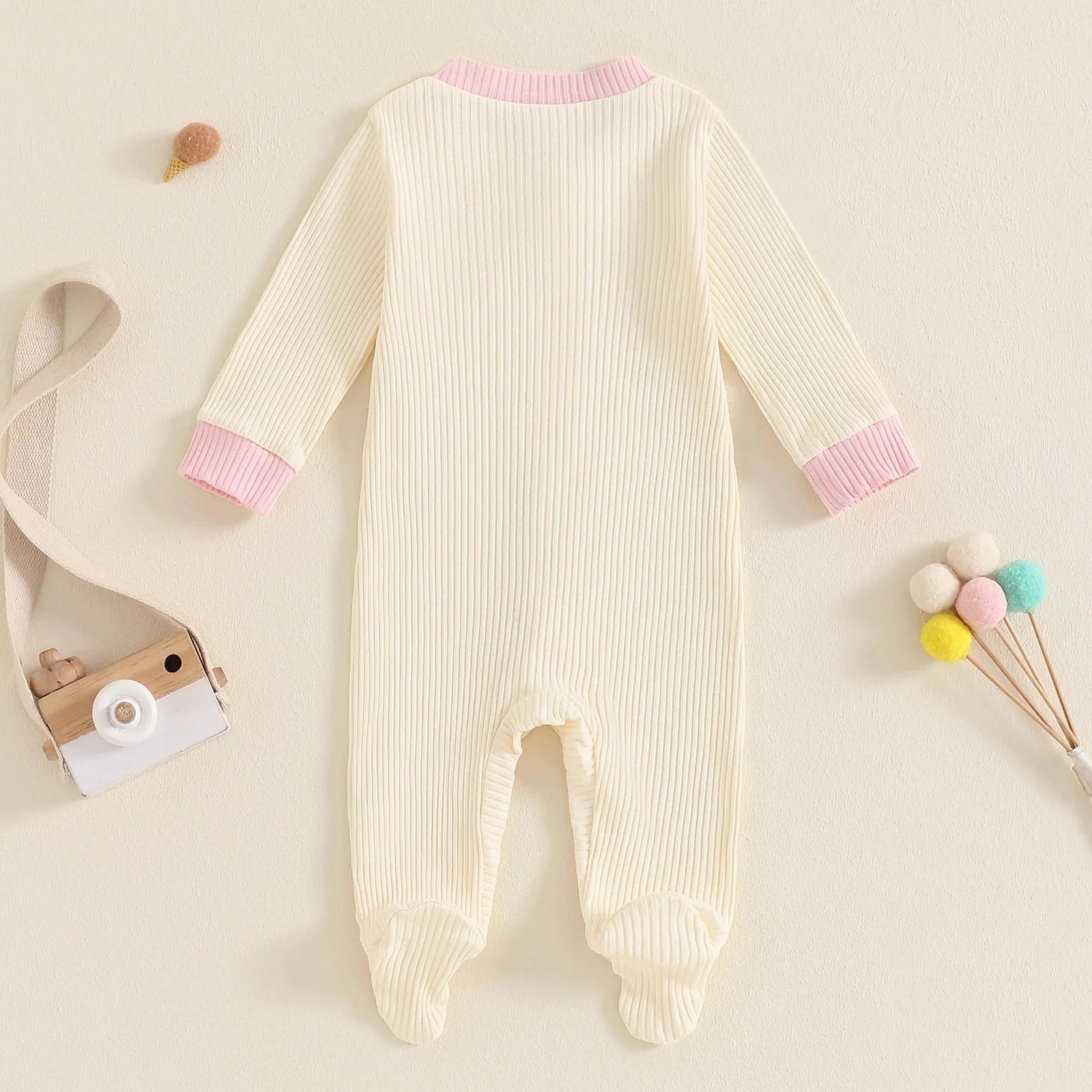 Ribbed Pocket Footie Onesie
