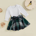Ribbed Tamara Top & Plaid Skirt