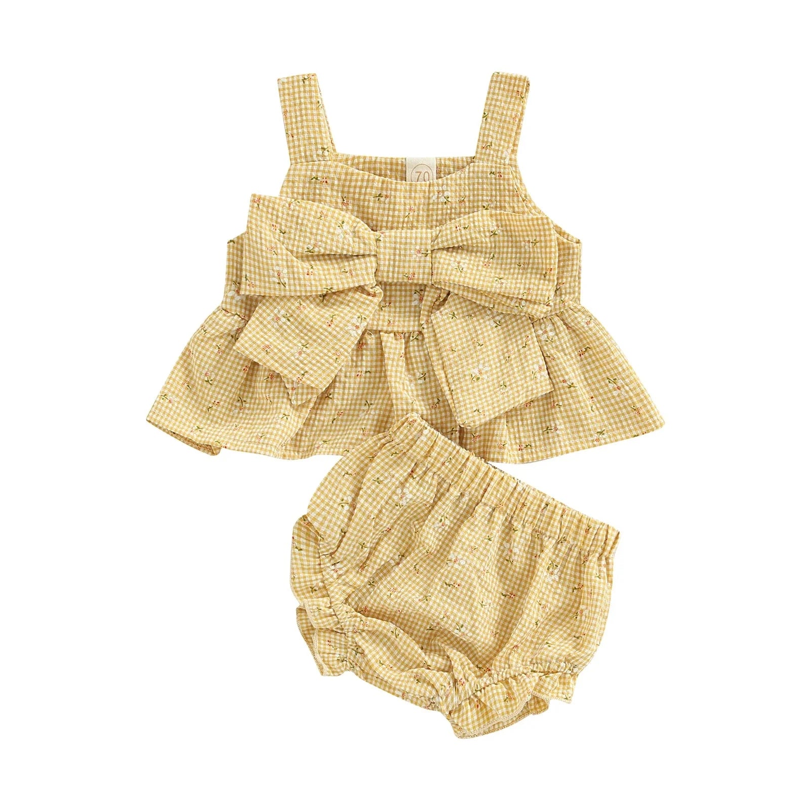 Polly Plaid Floral Bow Top & Shorts