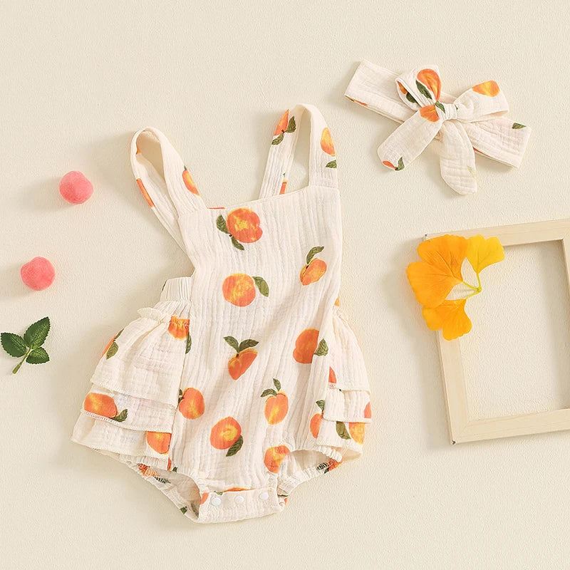 Sweet Peach Ruffled Romper & Bow
