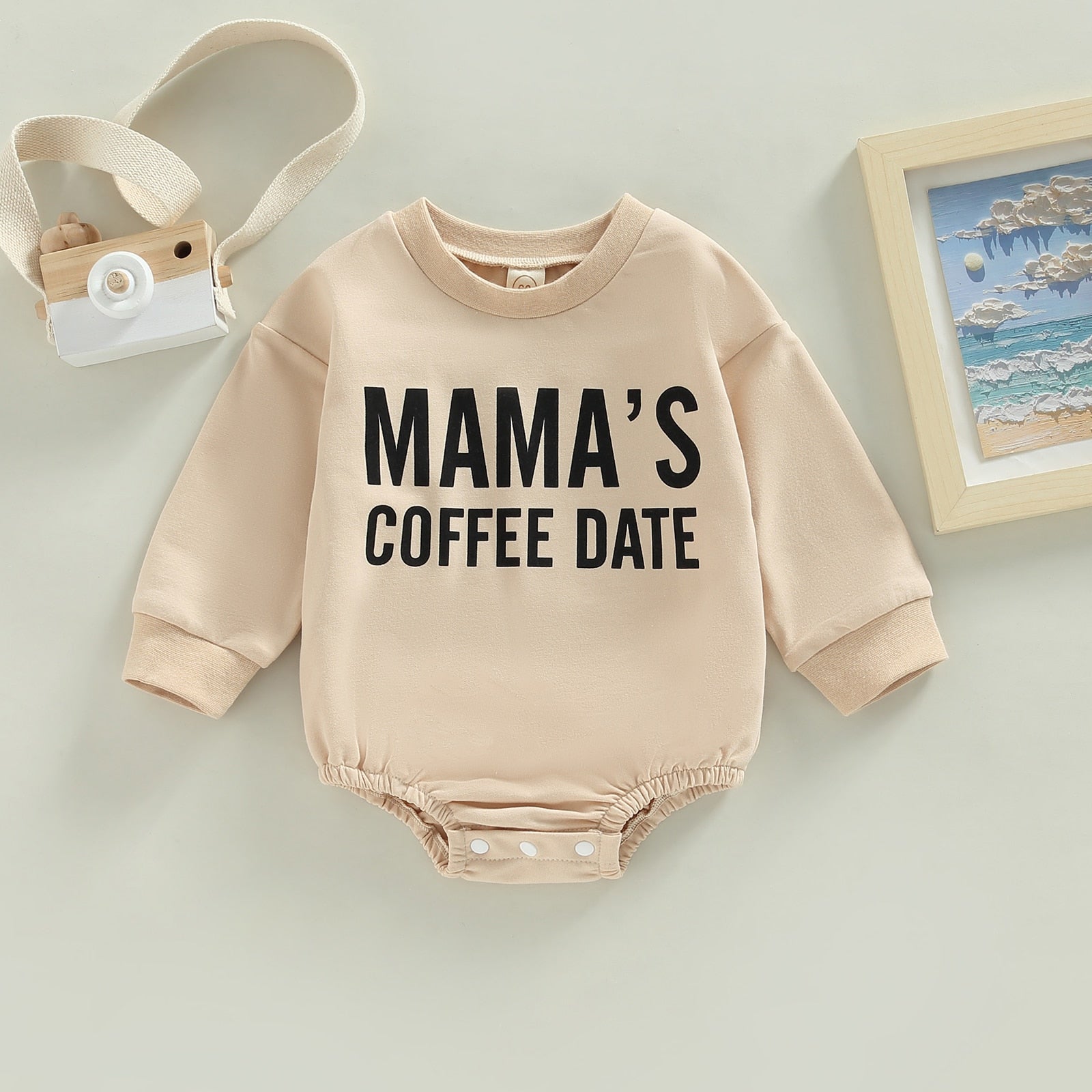 Mama's Coffee Date Long Sleeve Onesie