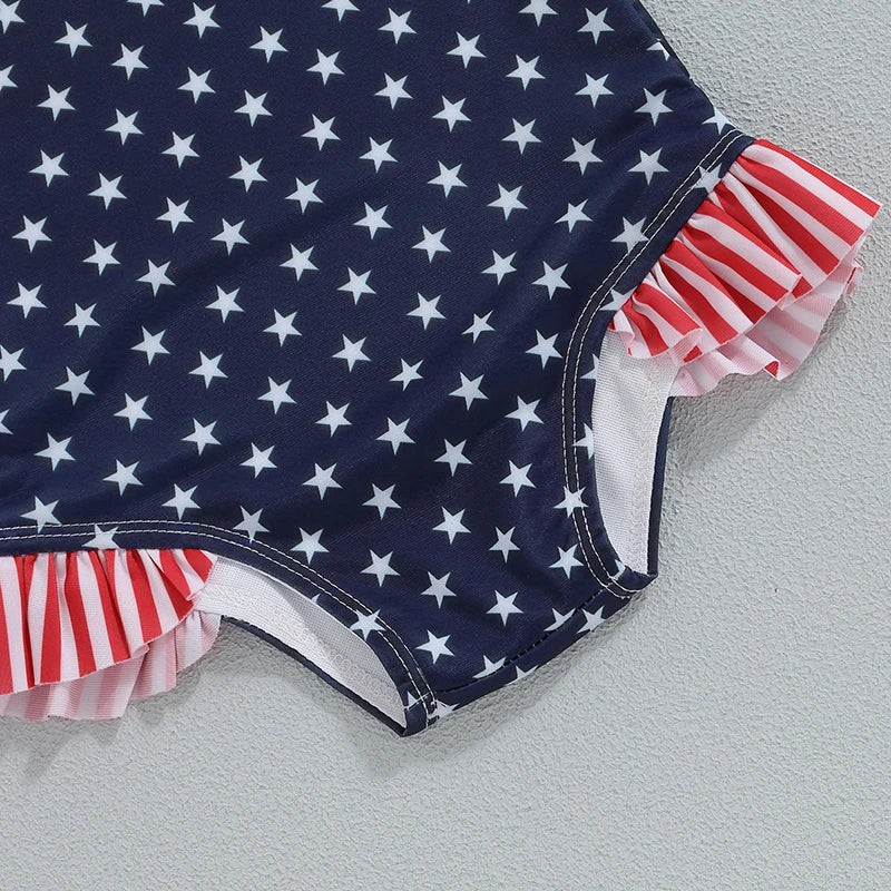 Shoulder Tie Stars & Stripes Swimsuit