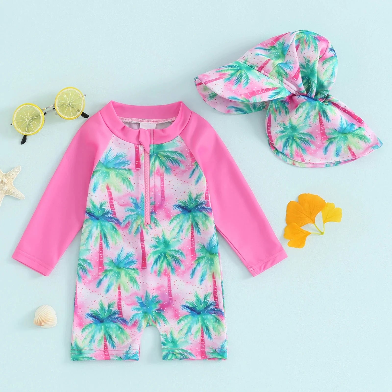 Long Sleeve Summer Time Swimsuit & Hat