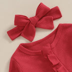 Ribbed Ruffles Onesie & Bow