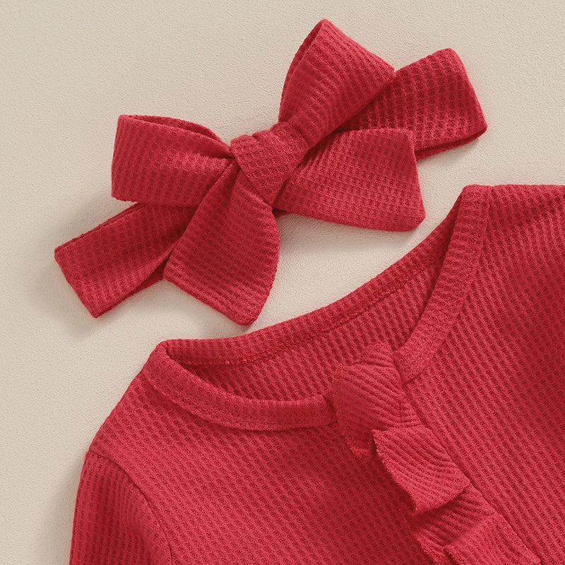 Ribbed Ruffles Onesie & Bow