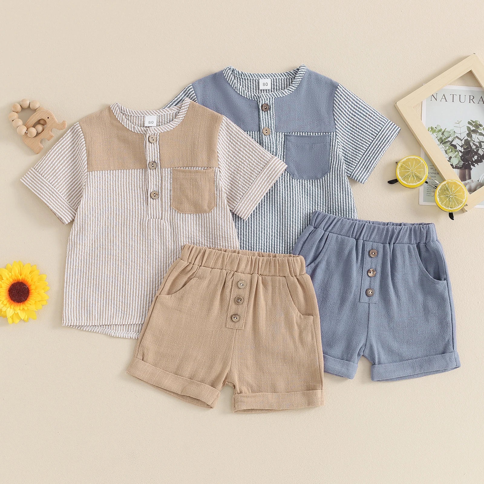 Striped Pocket Top & Shorts