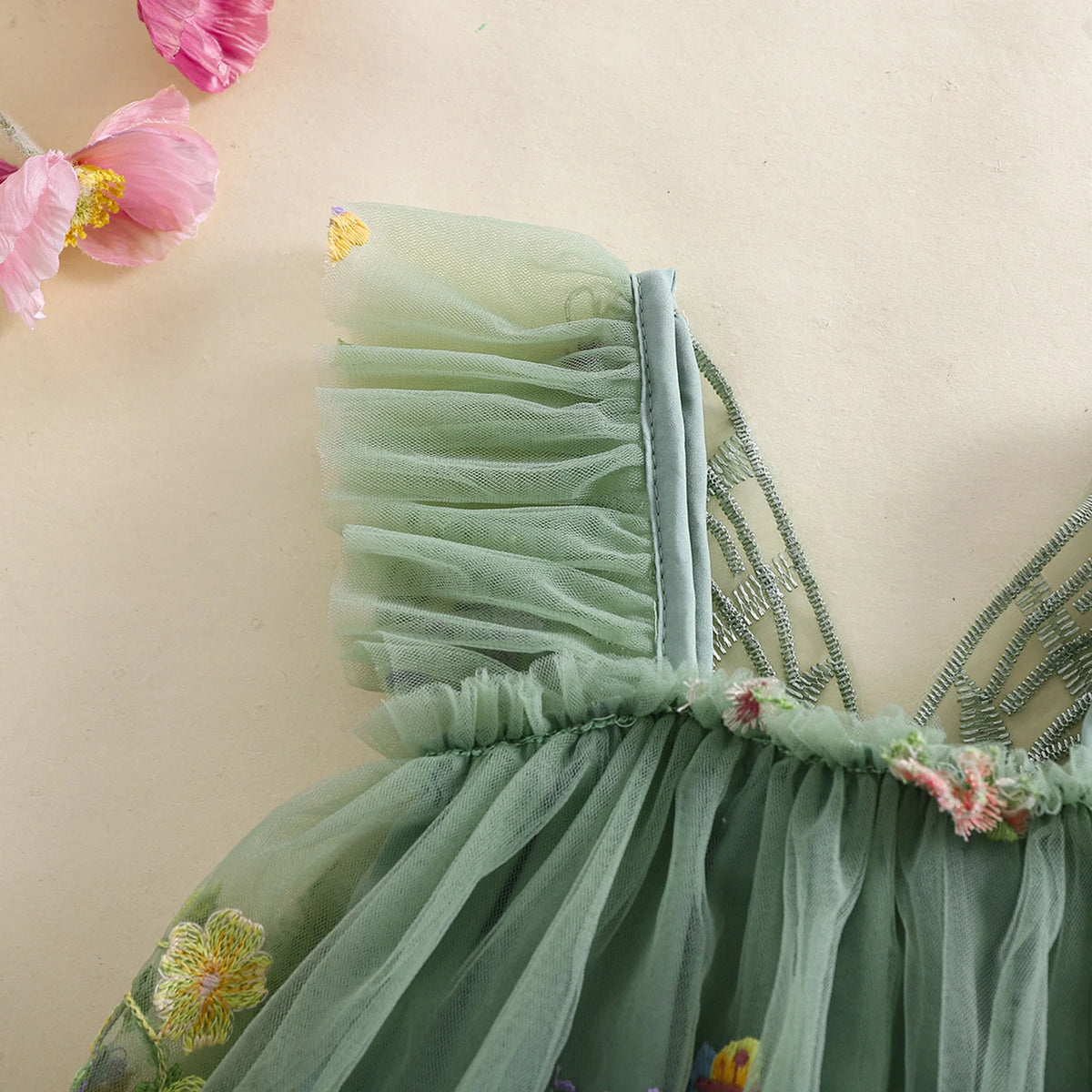 Butterfly Flower Mesh Rompers Outfits Dress 3M-18M