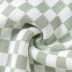 Knitted Checkered Pocket Romper