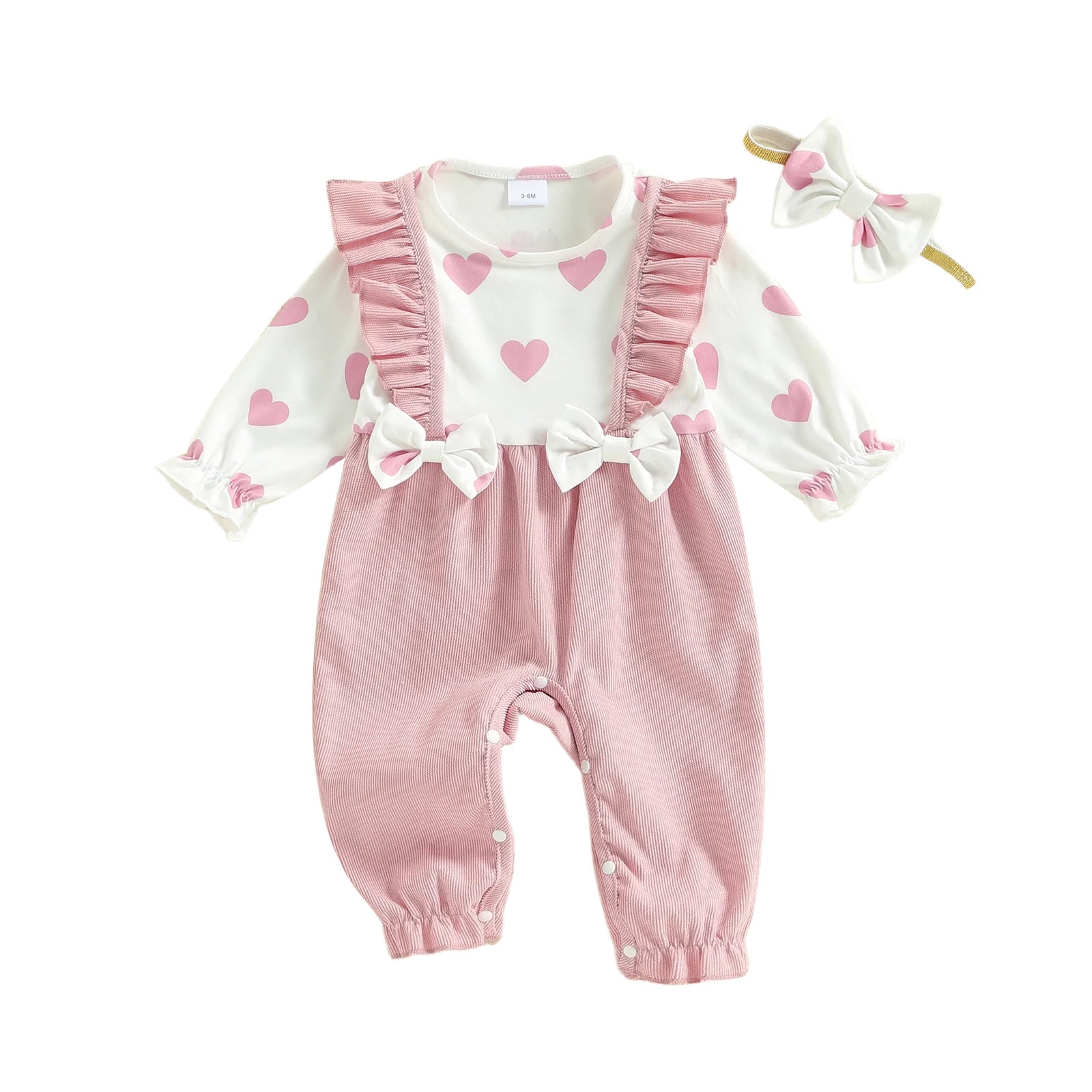 Sweetheart Baby Girl Ruffle Bow Jumpsuit Set 💕