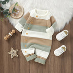 Knitted Striped Button Romper