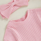 Solid Ribbed Mia Onesie & Headband