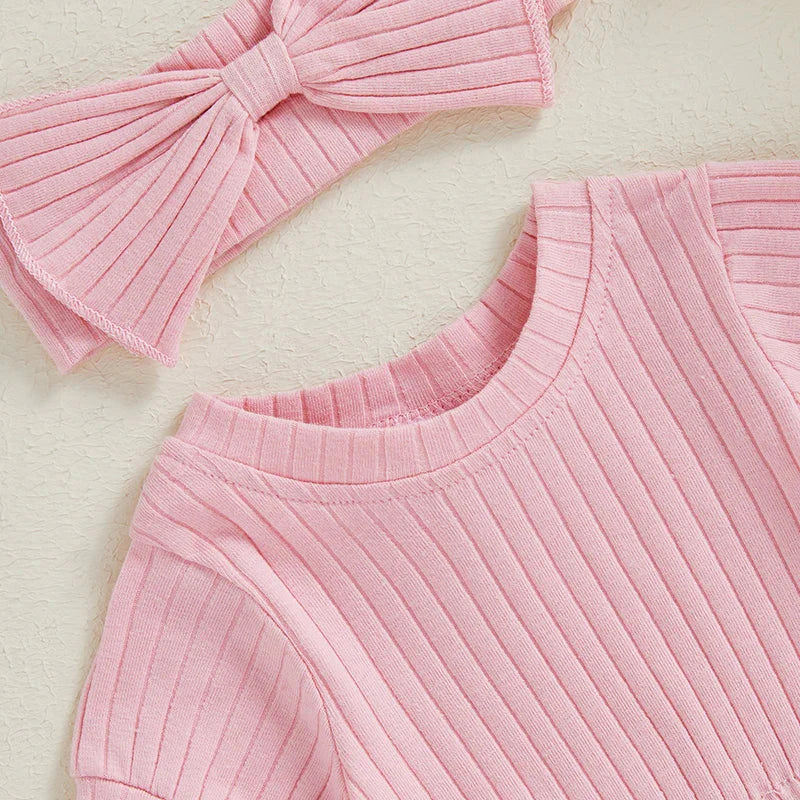Solid Ribbed Mia Onesie & Headband