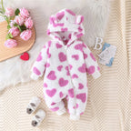 Plush Hoodie Heart Romper