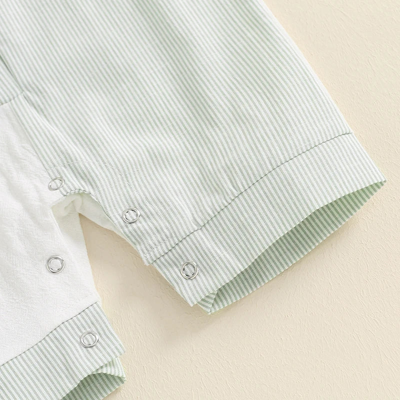Collar Stripes Romper