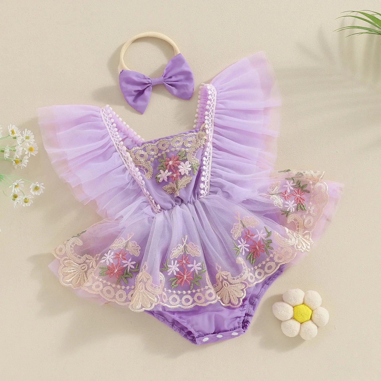 Floral Lace Arabella Romper & Headband