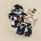 Hooded Pocket Tie Dye T-Shirt & Shorts