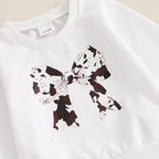 Cow Print Bow Bell Bottoms Outfit